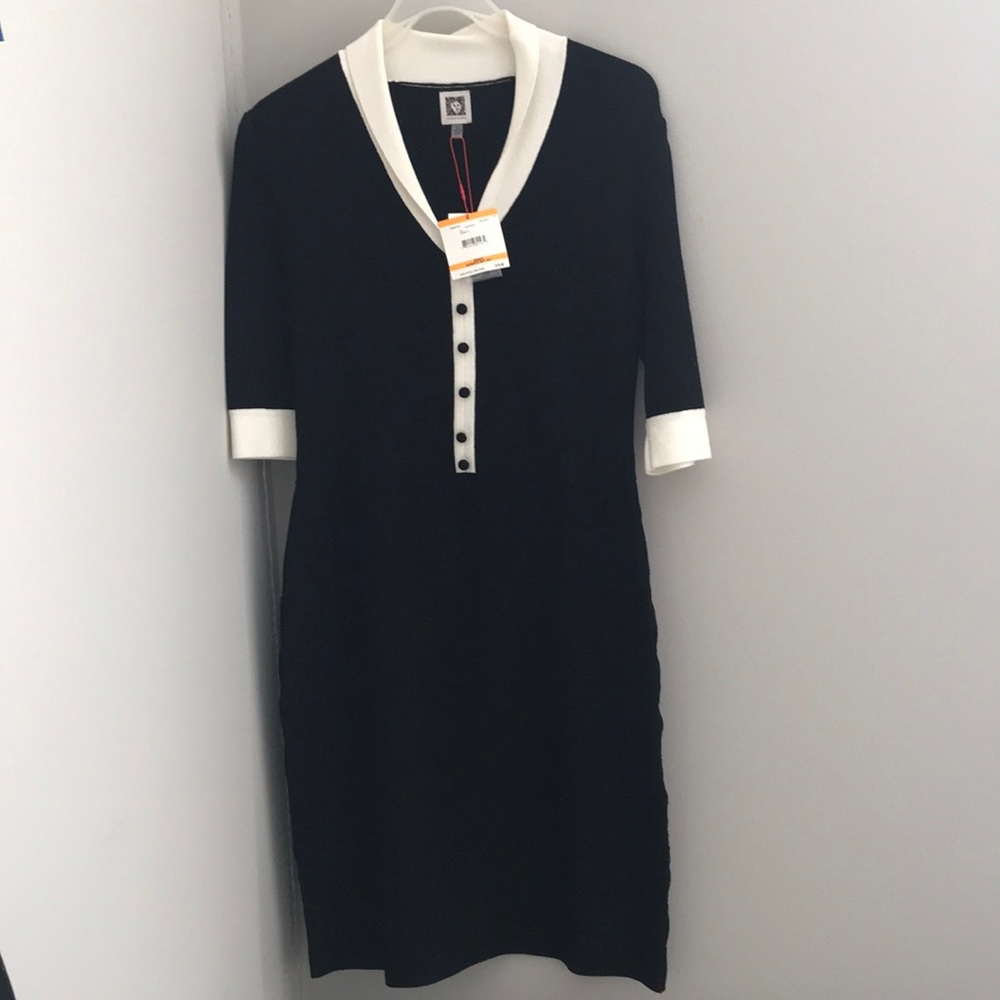 Anne Klein black and white sweater dress